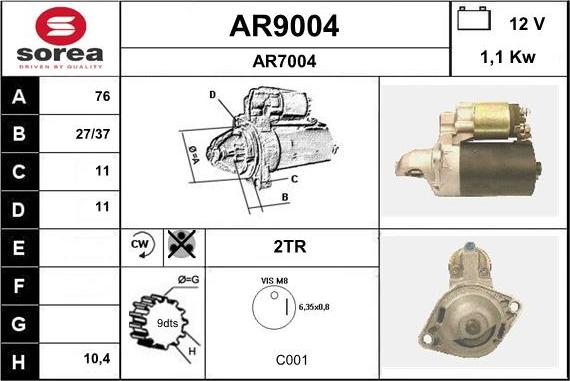 SNRA AR9004 - Motorino d'avviamento autozon.pro