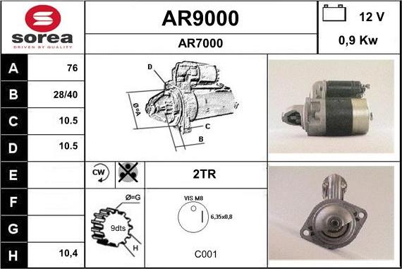 SNRA AR9000 - Motorino d'avviamento autozon.pro