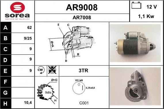 SNRA AR9008 - Motorino d'avviamento autozon.pro