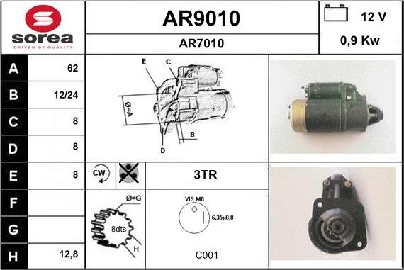 SNRA AR9010 - Motorino d'avviamento autozon.pro