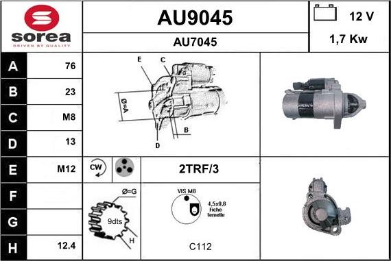 SNRA AU9045 - Motorino d'avviamento autozon.pro