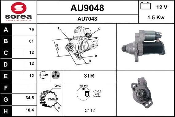 SNRA AU9048 - Motorino d'avviamento autozon.pro