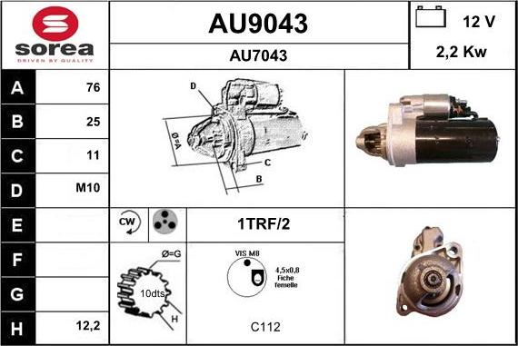 SNRA AU9043 - Motorino d'avviamento autozon.pro