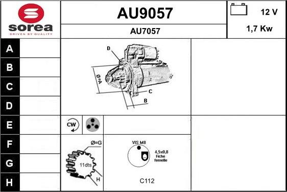 SNRA AU9057 - Motorino d'avviamento autozon.pro