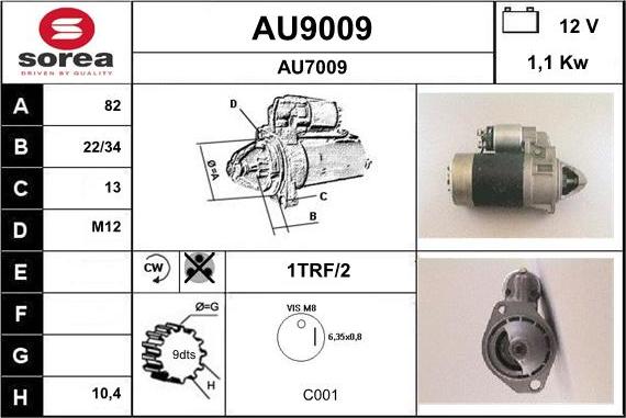 SNRA AU9009 - Motorino d'avviamento autozon.pro