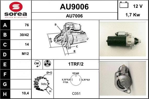 SNRA AU9006 - Motorino d'avviamento autozon.pro