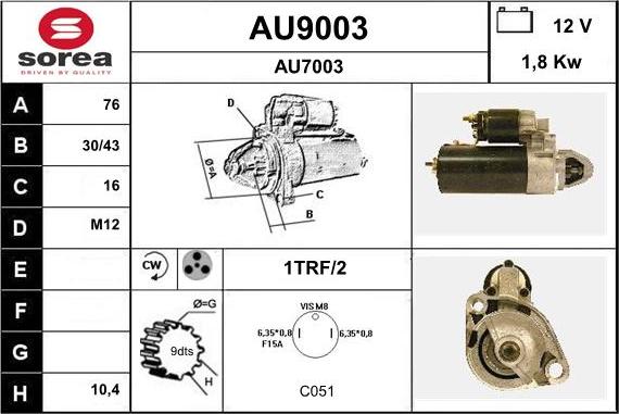 SNRA AU9003 - Motorino d'avviamento autozon.pro