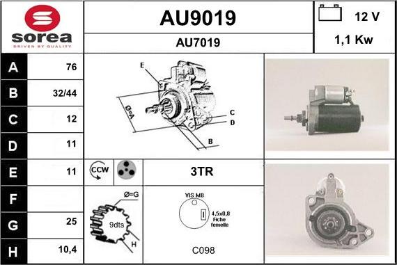 SNRA AU9019 - Motorino d'avviamento autozon.pro