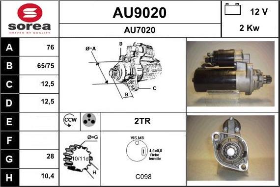 SNRA AU9020 - Motorino d'avviamento autozon.pro