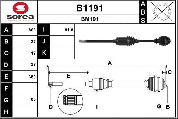 SNRA B1191 - Albero motore / Semiasse autozon.pro