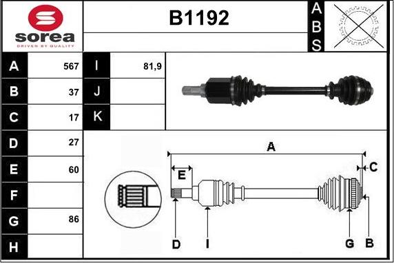 SNRA B1192 - Albero motore / Semiasse autozon.pro