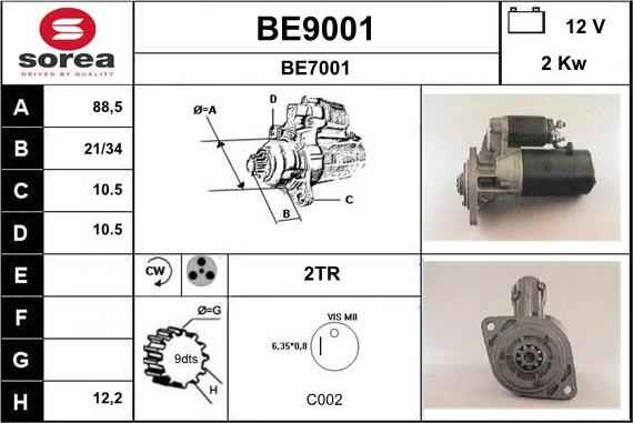 SNRA BE9001 - Motorino d'avviamento autozon.pro