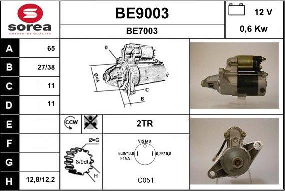 SNRA BE9003 - Motorino d'avviamento autozon.pro