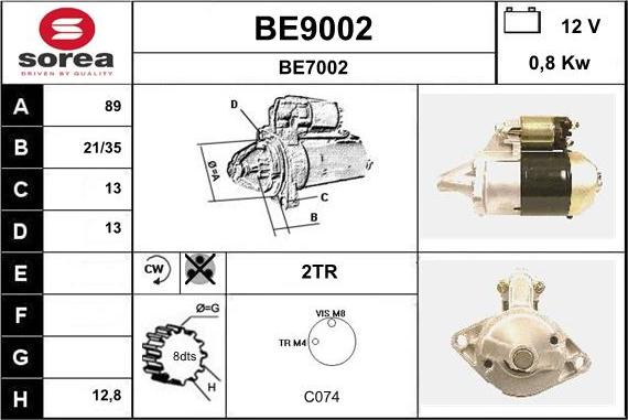 SNRA BE9002 - Motorino d'avviamento autozon.pro