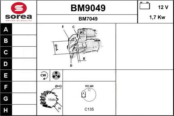 SNRA BM9049 - Motorino d'avviamento autozon.pro