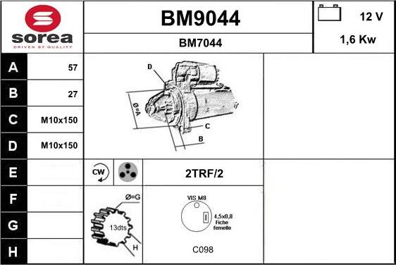 SNRA BM9044 - Motorino d'avviamento autozon.pro