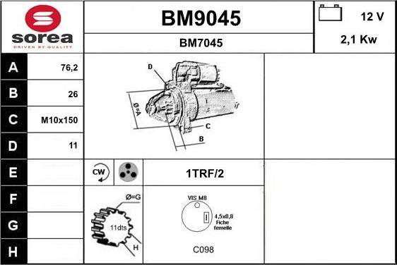 SNRA BM9045 - Motorino d'avviamento autozon.pro