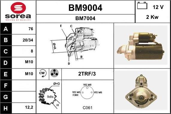 SNRA BM9004 - Motorino d'avviamento autozon.pro