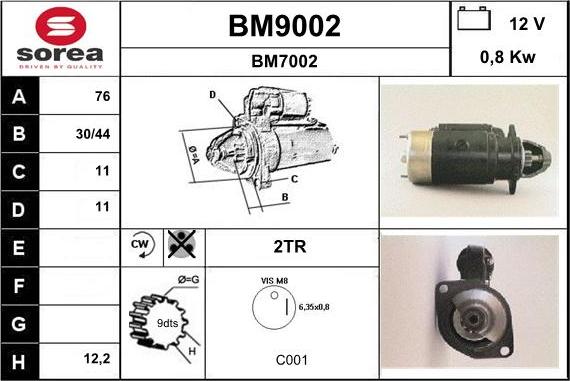 SNRA BM9002 - Motorino d'avviamento autozon.pro