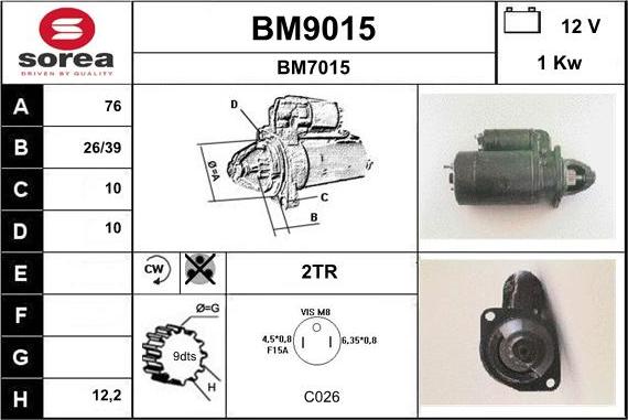 SNRA BM9015 - Motorino d'avviamento autozon.pro