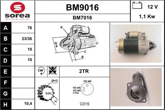 SNRA BM9016 - Motorino d'avviamento autozon.pro