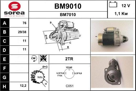 SNRA BM9010 - Motorino d'avviamento autozon.pro