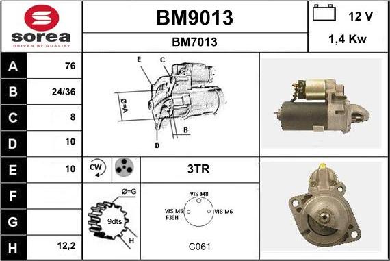 SNRA BM9013 - Motorino d'avviamento autozon.pro