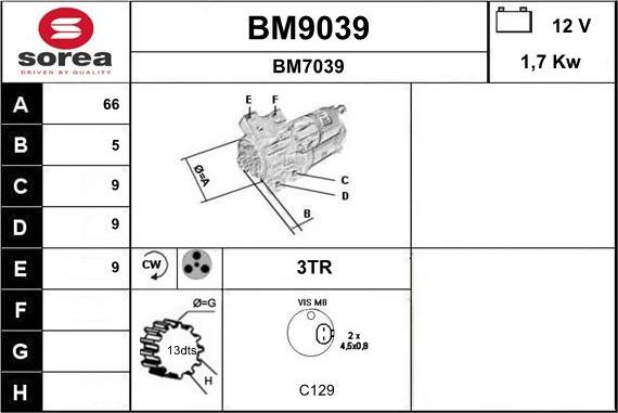 SNRA BM9039 - Motorino d'avviamento autozon.pro