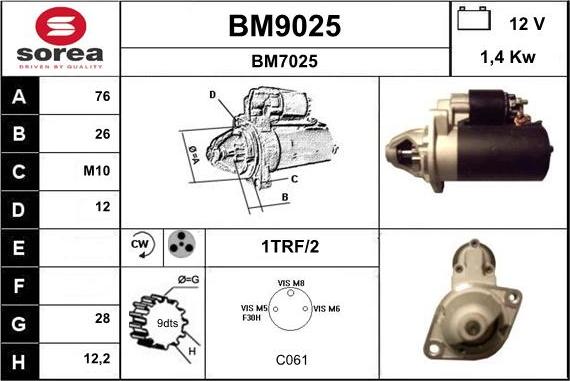 SNRA BM9025 - Motorino d'avviamento autozon.pro