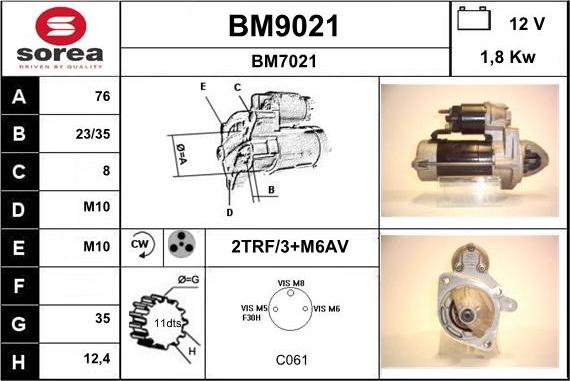 SNRA BM9021 - Motorino d'avviamento autozon.pro