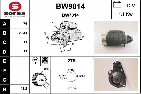 SNRA BW9014 - Motorino d'avviamento autozon.pro