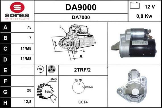 SNRA DA9000 - Motorino d'avviamento autozon.pro