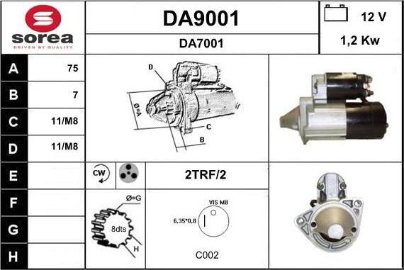 SNRA DA9001 - Motorino d'avviamento autozon.pro