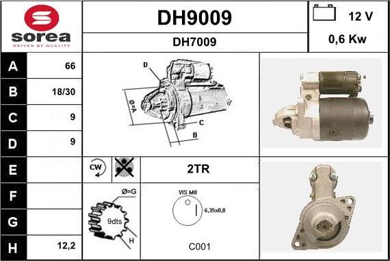 SNRA DH9009 - Motorino d'avviamento autozon.pro