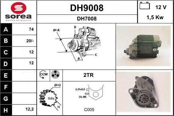 SNRA DH9008 - Motorino d'avviamento autozon.pro