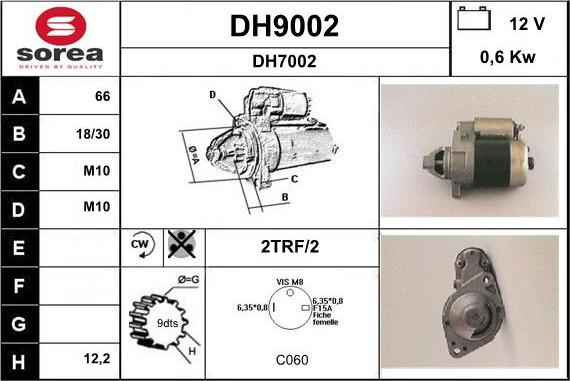 SNRA DH9002 - Motorino d'avviamento autozon.pro