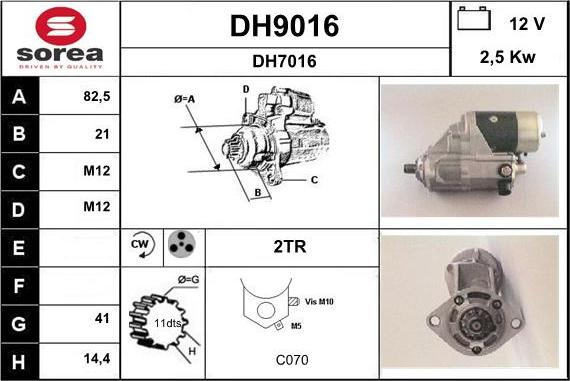 SNRA DH9016 - Motorino d'avviamento autozon.pro