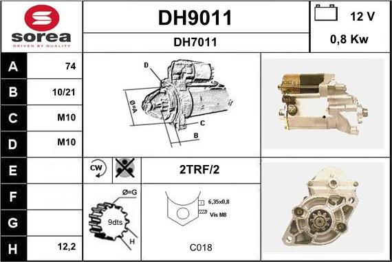 SNRA DH9011 - Motorino d'avviamento autozon.pro