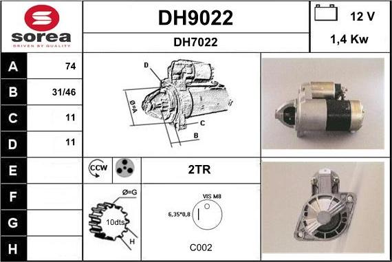 SNRA DH9022 - Motorino d'avviamento autozon.pro