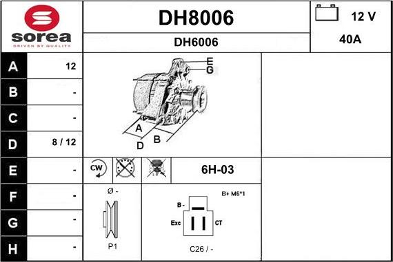 SNRA DH8006 - Alternatore autozon.pro