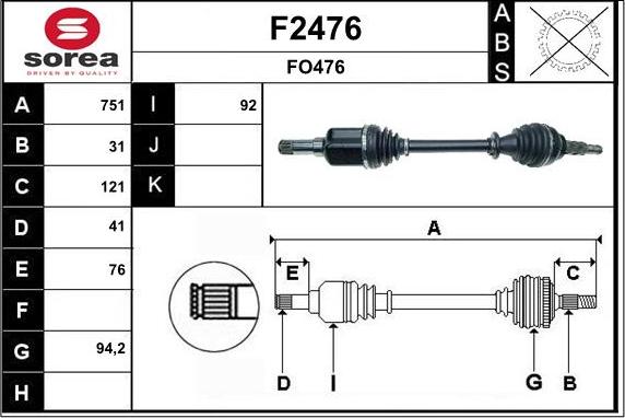 SNRA F2476 - Albero motore / Semiasse autozon.pro