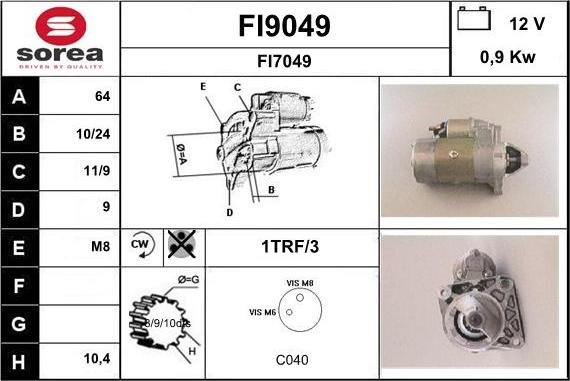 SNRA FI9049 - Motorino d'avviamento autozon.pro