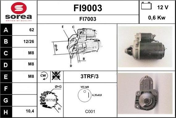 SNRA FI9003 - Motorino d'avviamento autozon.pro