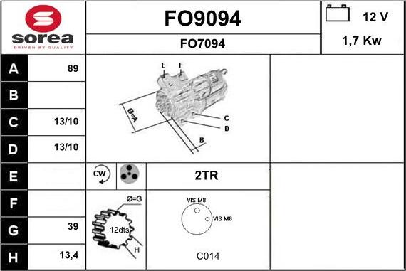 SNRA FO9094 - Motorino d'avviamento autozon.pro