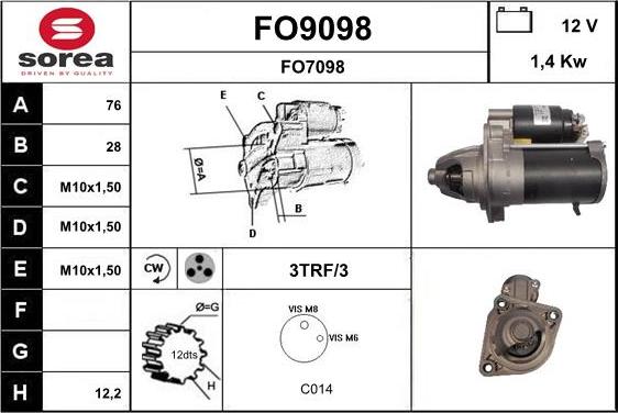 SNRA FO9098 - Motorino d'avviamento autozon.pro