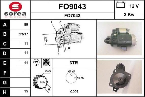 SNRA FO9043 - Motorino d'avviamento autozon.pro