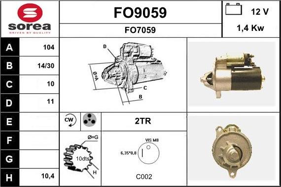 SNRA FO9059 - Motorino d'avviamento autozon.pro