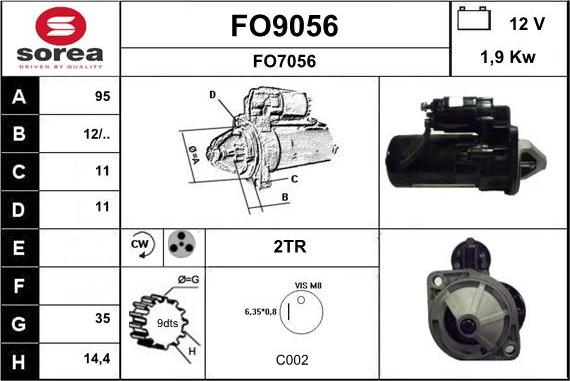 SNRA FO9056 - Motorino d'avviamento autozon.pro