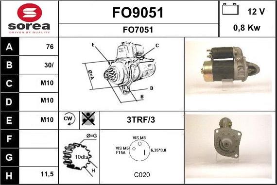 SNRA FO9051 - Motorino d'avviamento autozon.pro