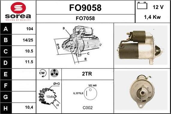 SNRA FO9058 - Motorino d'avviamento autozon.pro